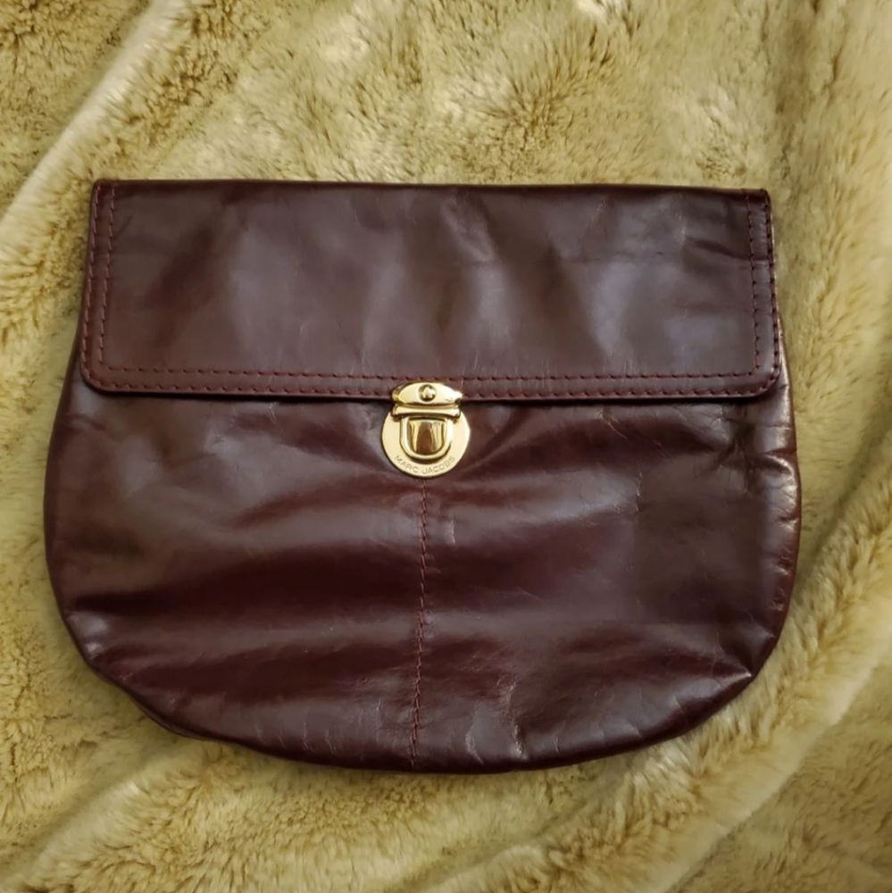 Rare Marc Jacobs Sweetie Pouch Clutch maroon handbag